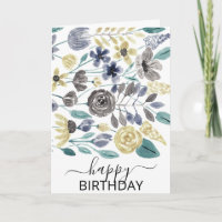 Aquarelle florale jaune gris d'Artsy Joyeux annive
