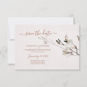 Carte Aquarelle Florale Magnolia Terracotta