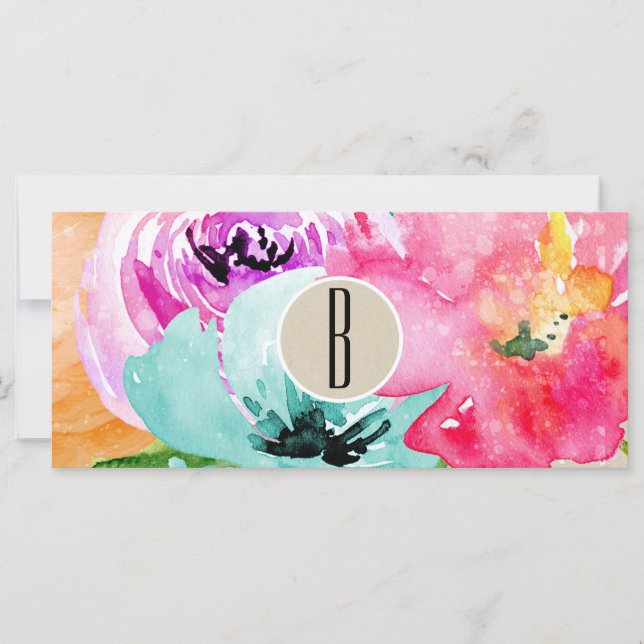 Carte Aquarelle florale moderne Kraft certificat cadeau (Devant)
