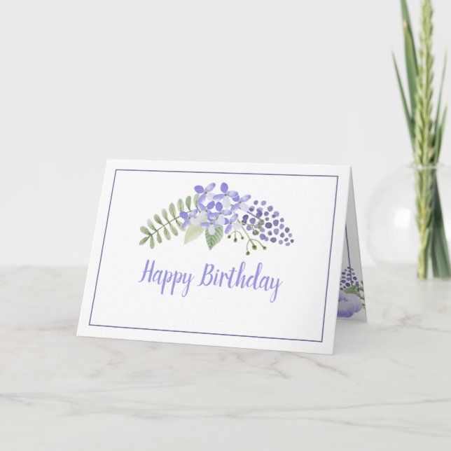 Carte Aquarelle florale violette Élégante fête de la fem (Devant)