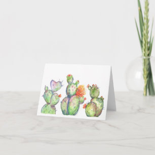 Carte Aquarelle florissante Cactus du désert