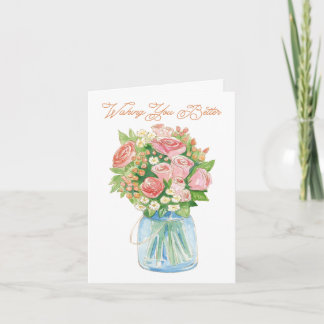Carte Aquarelle Flowers dans un pot Get Well Card