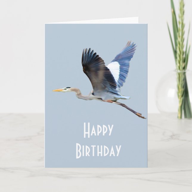Carte Aquarelle Flying Blue Heron (Devant)