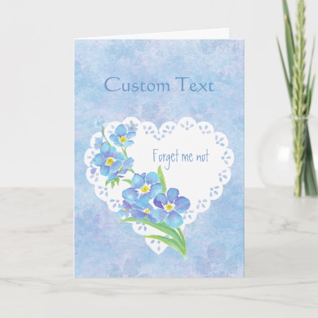 Carte Aquarelle Forget-me-not flower Texte personnalisé (Devant)