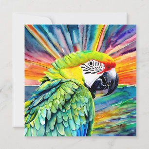 Carte Aquarelle générée par l'IA mignonne Style perroque