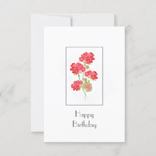 Carte Aquarelle Geraniums tiges