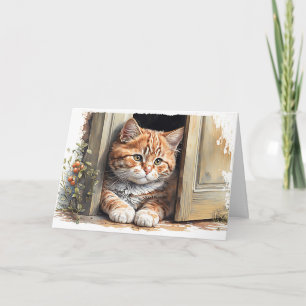 Carte Aquarelle Ginger Chat Penser De Vous