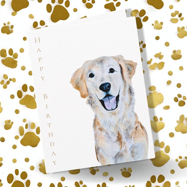 Carte Aquarelle Golden Retriever Chien Joyeux anniversai (Créateur téléchargé)