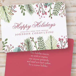 Carte Aquarelle Holly Foliage   Salutations