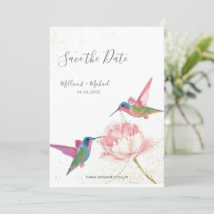 Carte Aquarelle Hummingbirds with Peony Enregistrer la d