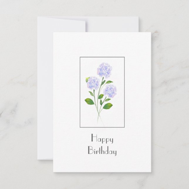Carte Aquarelle Hydrangea tiges florales (Devant)