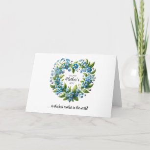 Carte Aquarelle hydrangée coeur couronne la fête des mèr