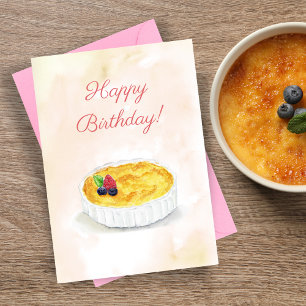 Carte Aquarelle Joyeuse Crème d'anniversaire Brûlée