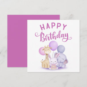 Carte Aquarelle Joyeux Anniversaire mignonne Bébé Fête A