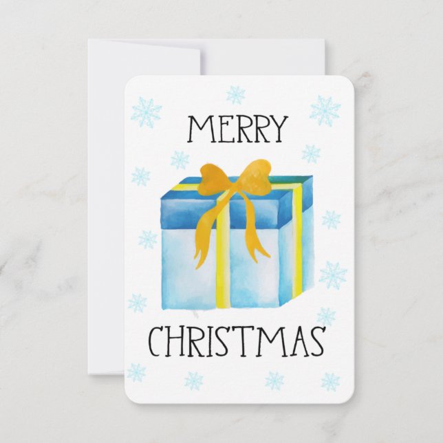 Carte Aquarelle Joyeux Noël (Devant)