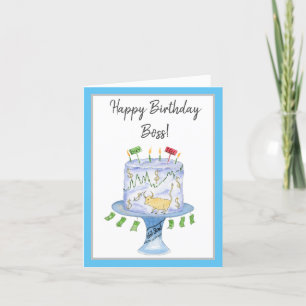 Carte Aquarelle Joyeux Stock d'anniversaire patron gâtea