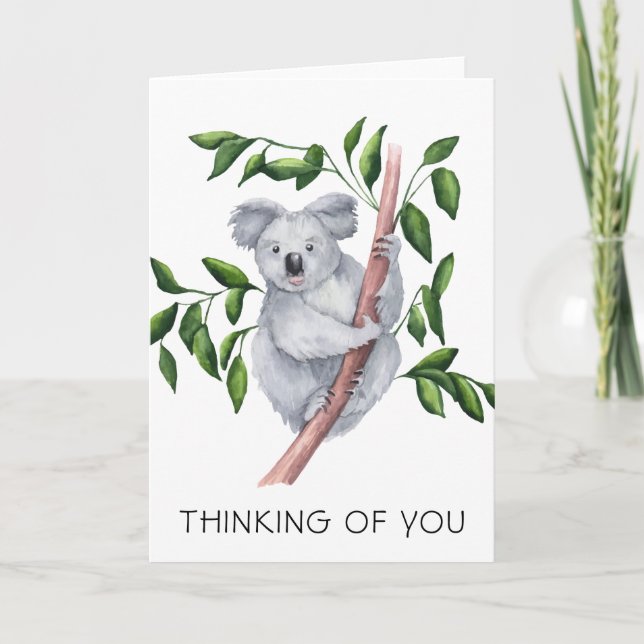 Carte Aquarelle Koala Ours Penser À Vous (Devant)