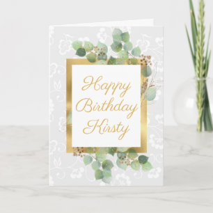 Carte Aquarelle laisse doré Glitter or Foil Anniversaire