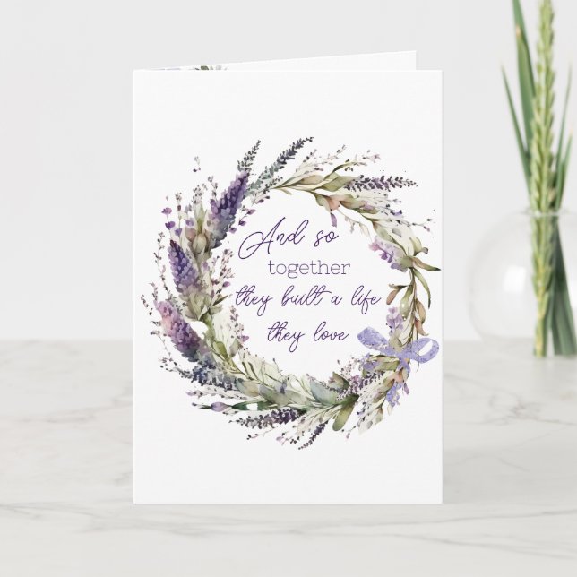 Carte Aquarelle Lavender Wreath pour Anniversaire (Devant)