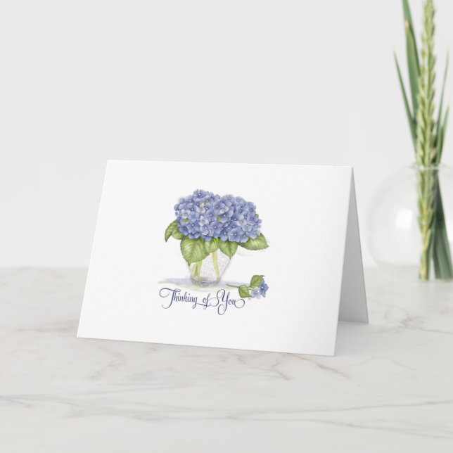 Carte Aquarelle Les fleurs d'Hydrangea bleues pensent à  (Devant)