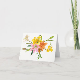 Carte Aquarelle Lily Flowers - L'amour, la pensée de vou