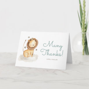 Carte Aquarelle Lion Prince Merci d'anniversaire