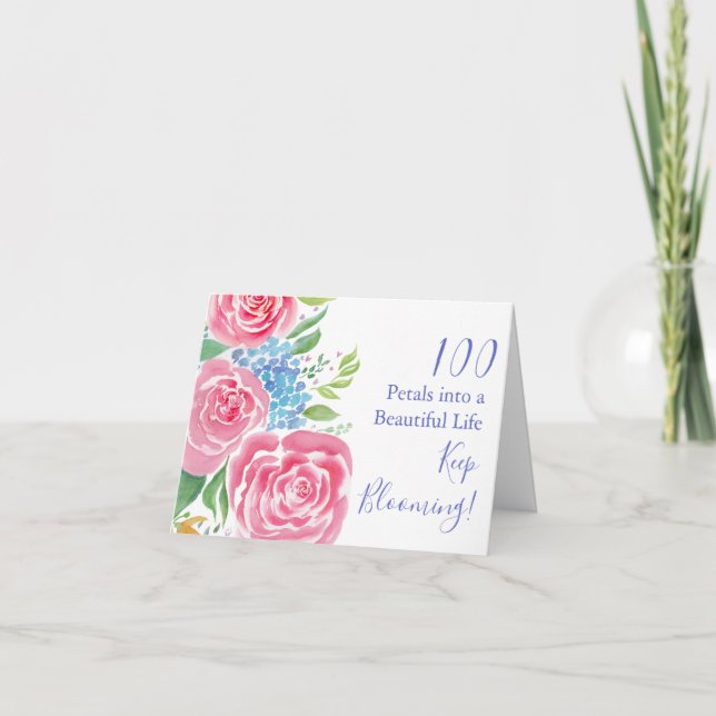 Carte Aquarelle Loose Roses & Hydrangea 100e anniversair (Devant)