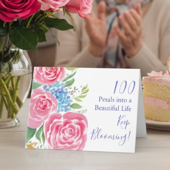 Carte Aquarelle Loose Roses & Hydrangea 100e anniversair (Créateur téléchargé)