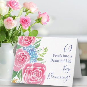 Carte Aquarelle Loose Roses & Hydrangea 60e anniversaire
