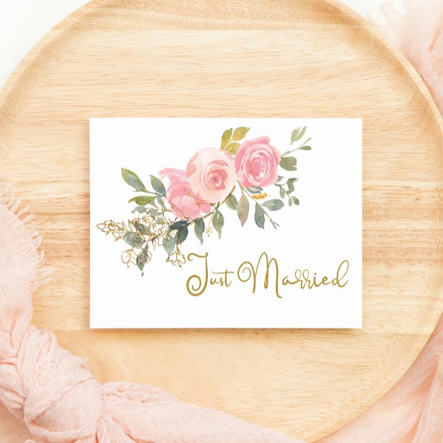 Carte Aquarelle Lush Blush Rose Floral Juste Marié (Créateur téléchargé)
