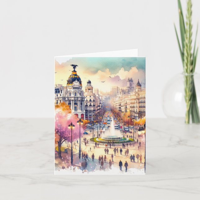 Carte Aquarelle Madrid Espagne (Devant)