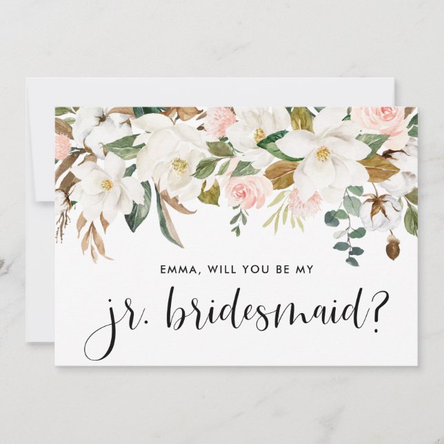 Carte Aquarelle Magnolia Cotton Garland Jr. Bridesmaid (Devant)