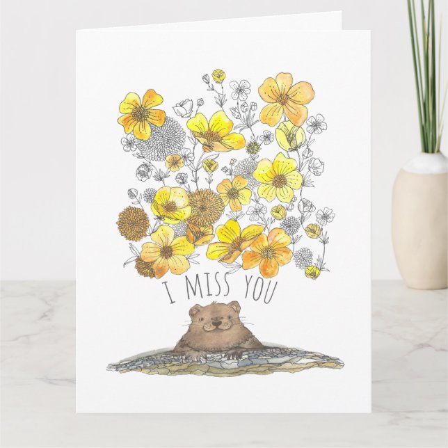 Carte Aquarelle Marmotte et cuillères à beurre que je vo (Devant)
