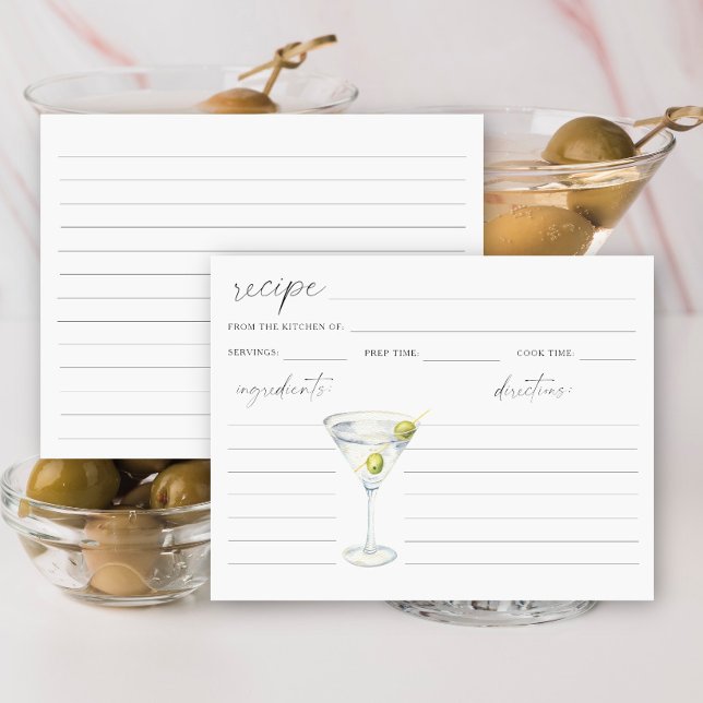 Carte aquarelle martini sec recette nuptiale (Créateur téléchargé)