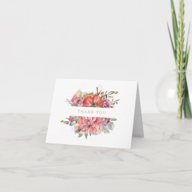 Carte Aquarelle Merci de Sympathie Florale (Devant)