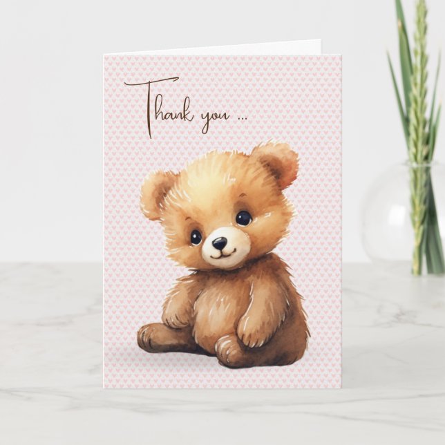 Carte Aquarelle Merci Ours Teddy (Devant)