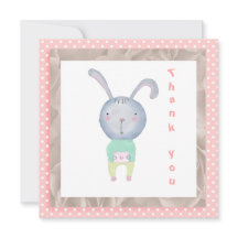 Aquarelle Merci Pointe rose et lapin