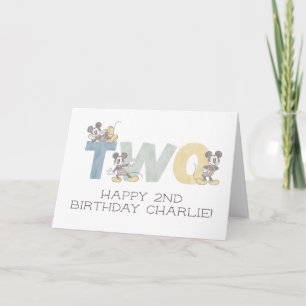 Carte Aquarelle Mickey Mouse 2e anniversaire