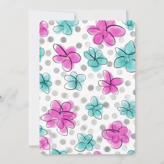 Carte Aquarelle mignonne fille motif floral (Devant)