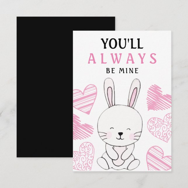 Carte Aquarelle mignonne lapin Valentine's Day Greeting (Devant / Derrière)