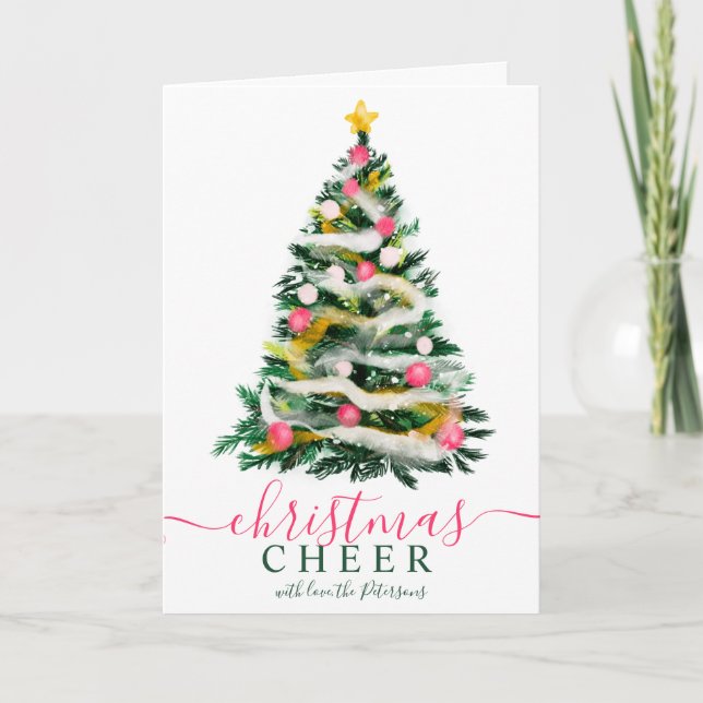Carte Aquarelle moderne Cheval Christmas tree 7 photos (Devant)