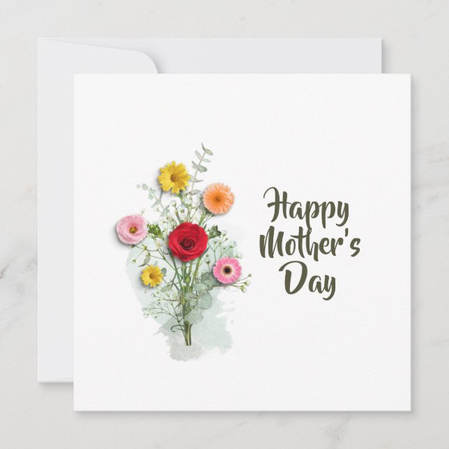 Carte Aquarelle moderne Floral Mothers Day Personnalisé (Devant)