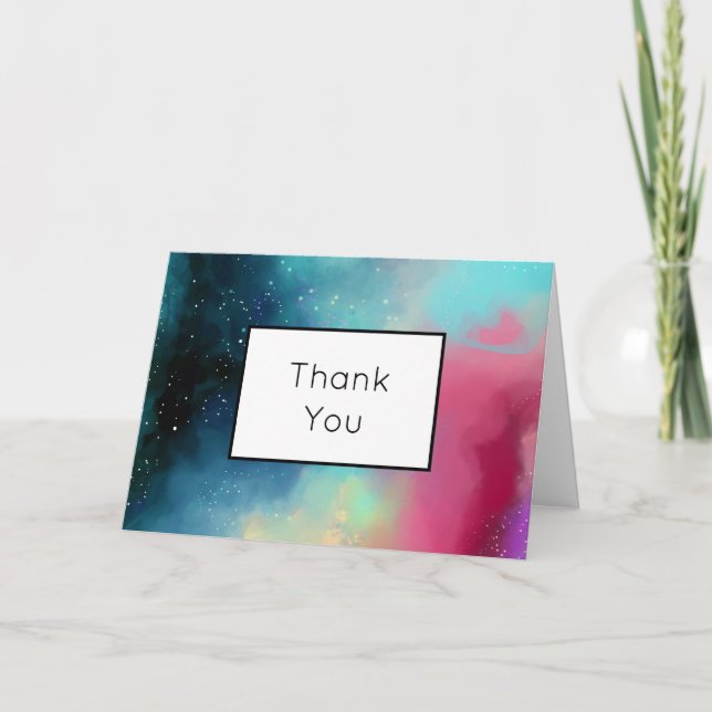 Carte Aquarelle moderne Green & Red Space Nebula (Devant)