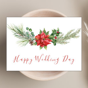 Carte Aquarelle moderne Rouge Floral Joyeux jour de mari
