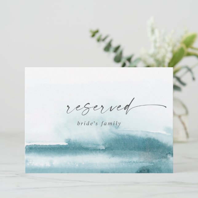 Carte Aquarelle moderne | SIGNE RÉSERVÉ Turquoise (Debout devant)