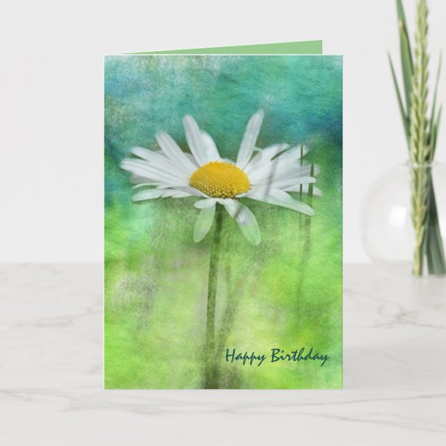Carte Aquarelle modifiable de marguerite sur fond bleu-v (Devant)