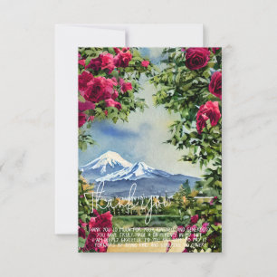 Carte Aquarelle Mt Hoot et roses personnalisable