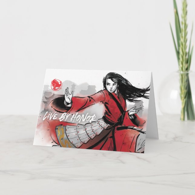 Carte Aquarelle Mulan "Live By Honor" (Devant)