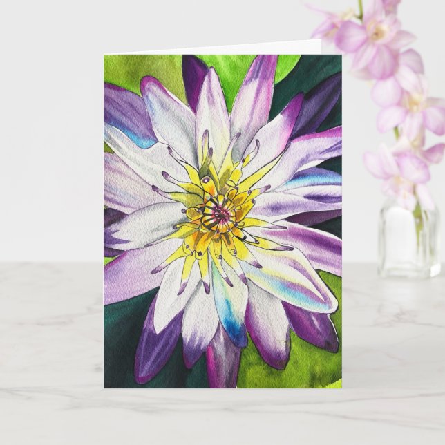 Carte Aquarelle nénuphar fine art (Orchidée)