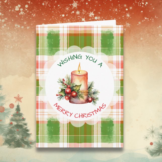 Carte Aquarelle Noël bougie et voeux de Noël (Créateur téléchargé)